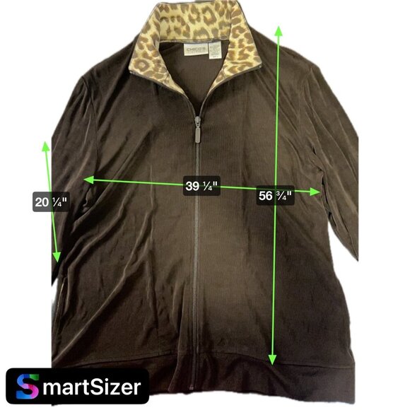 Chicos Travelers Brown Zip Up Jacket Leopard Trim Size L - Picture 7 of 8